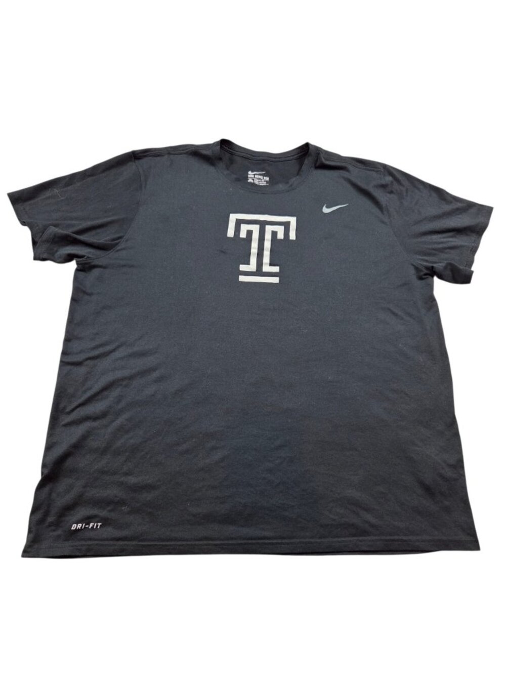 Nike Temple Owls Shirt Mens 2XL Black Athletic Cut Red Dri Fit Crew Neck